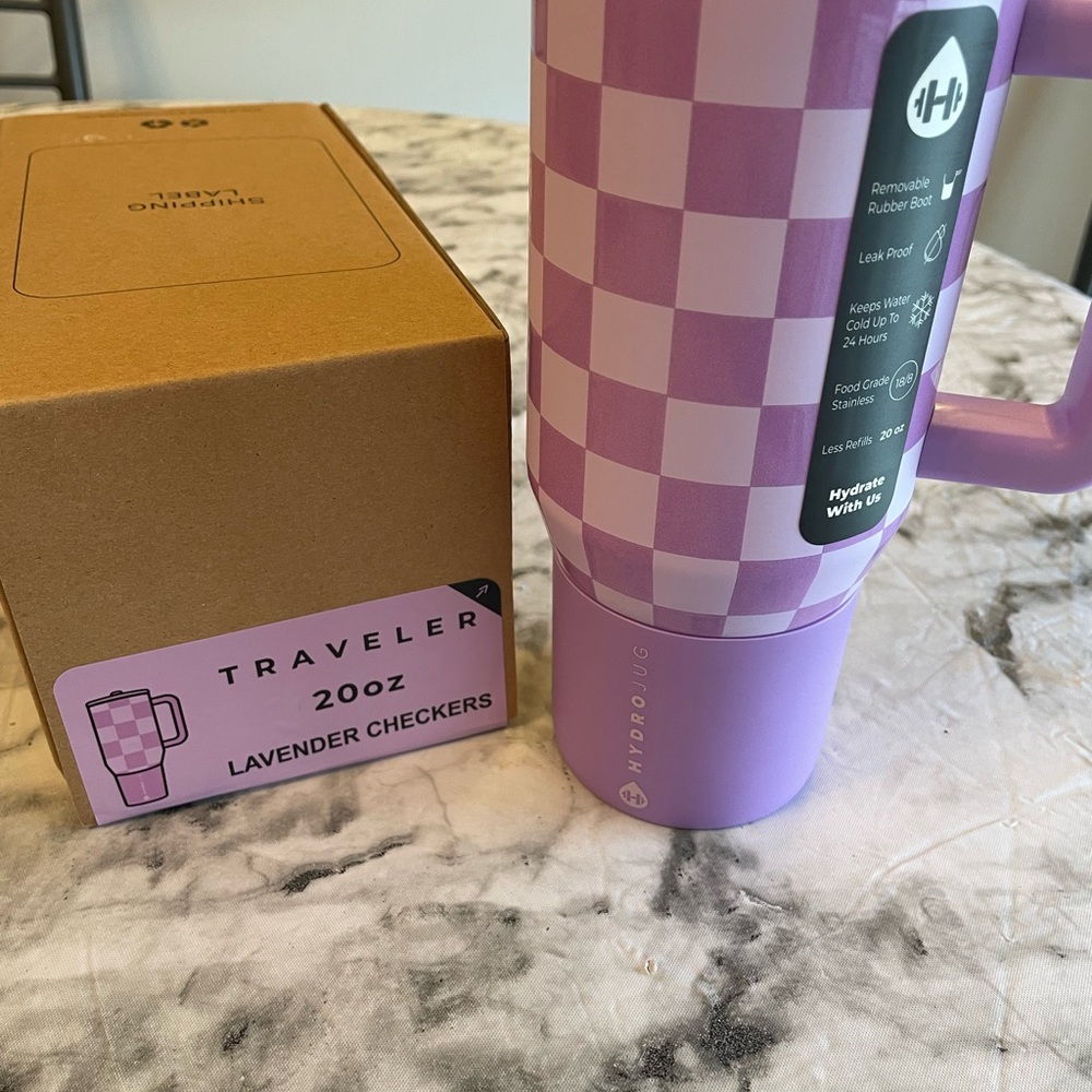 HydroJug Lavender Checkered 20 oz Traveler